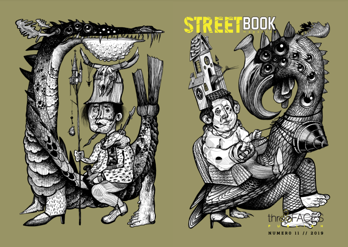 StreetBook Magazine 11, copertina artista Bue2530, Three Faces